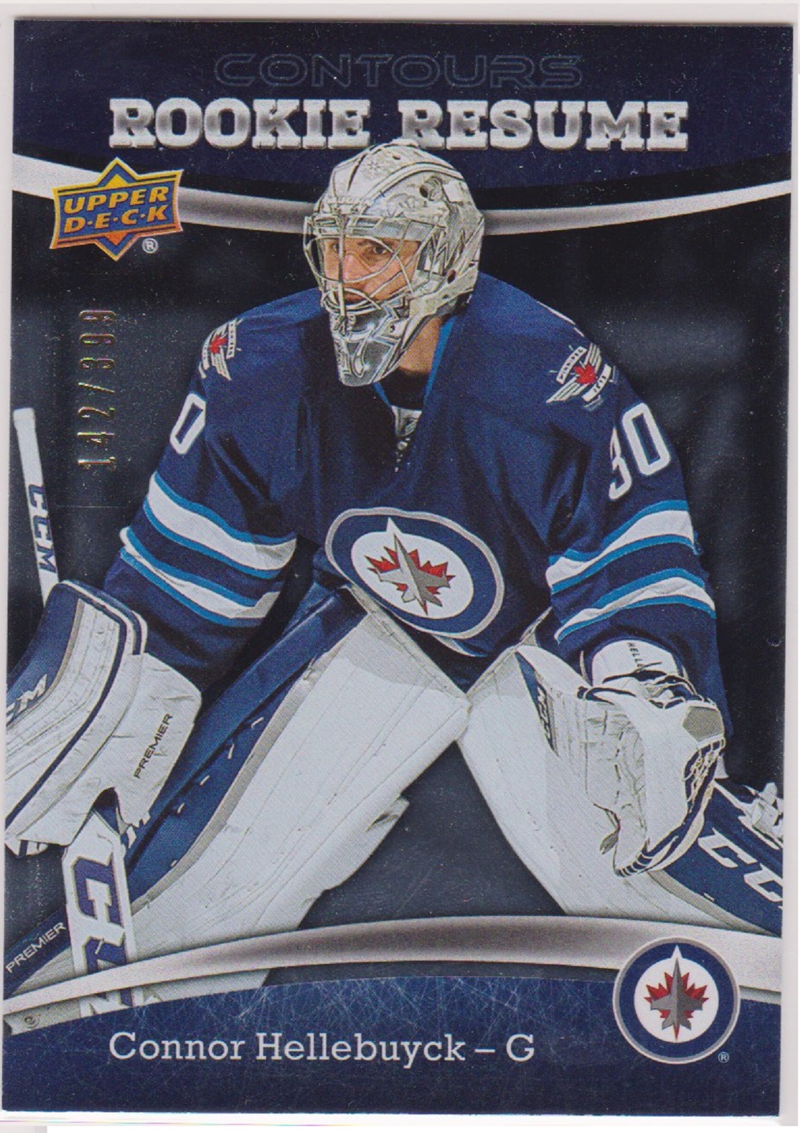 2015-16 UD Contours Rookie Resume #RR24 Connor Hellebuyck - RC Year (image for) 2015-16 UD Contours Rookie Resume #RR24 Connor Hellebuyck - RC Year